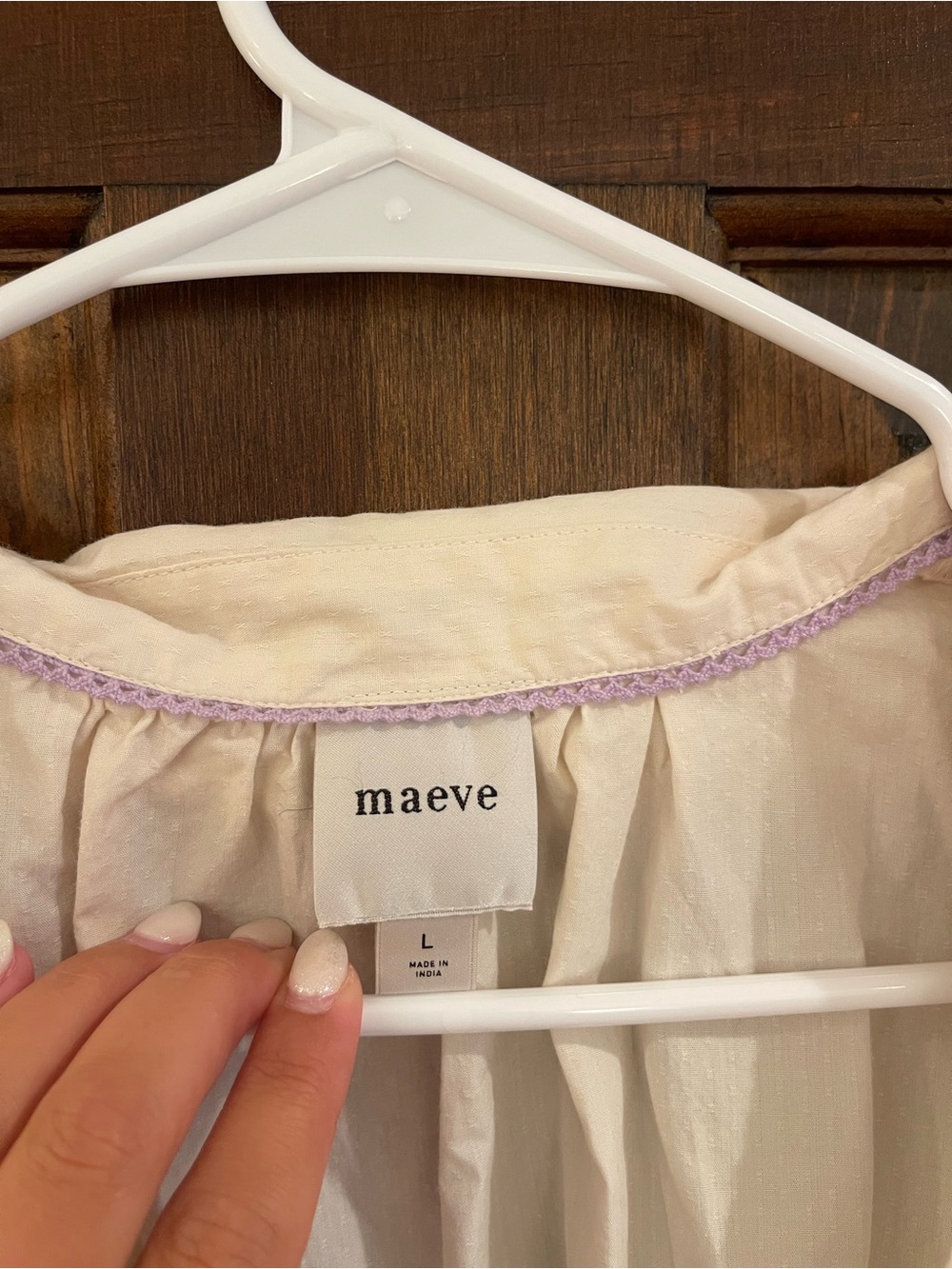 Anthropologie Maeve Cream Cotton Poplin Sleeveless V-Neck Swing Blouse Sz L - Picture 3 of 7
